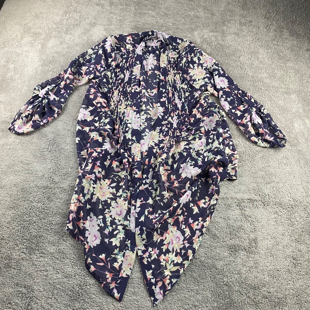 Lauren Conrad Open Blouse Cardigan Womans XS‎ Multicolor Floral Sheer